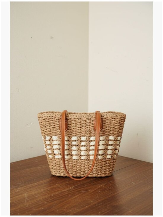 Handbags - Straw Woven Tote Bag Shoulder Handbag Beach Vacation Travel Purse